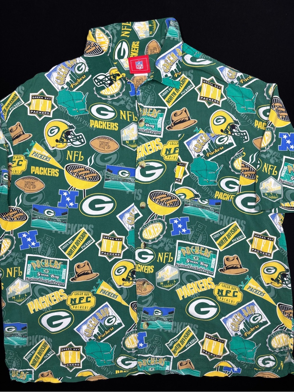 Vintage Green Bay Packers Button Up NFL Football Shirt  Hawaiian Men's XL
